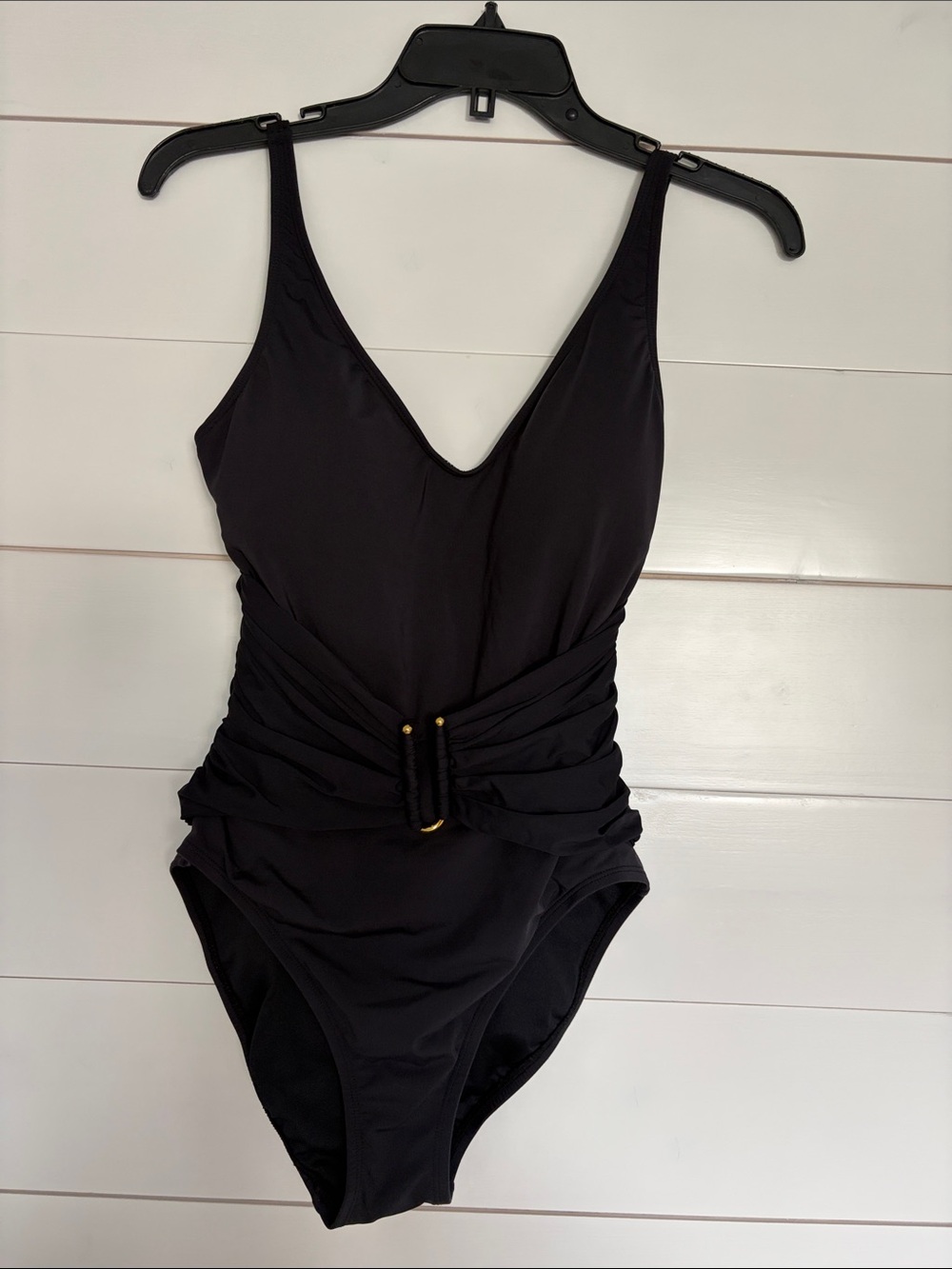 Bleu Rod Beattie Black One-Piece Swimsuit with Waist Buckle